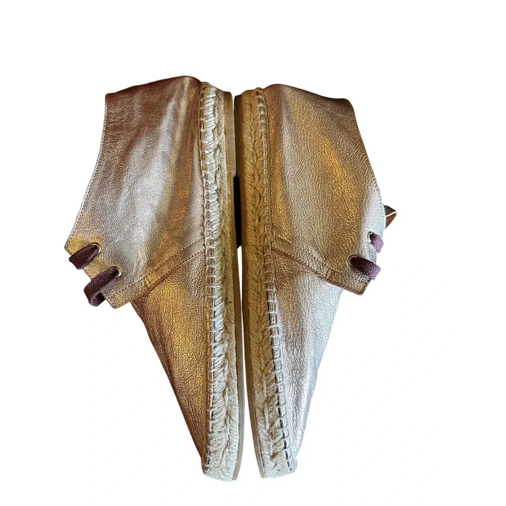 Robert Clergerie Paris Eloise Rose Gold buttery Leather Espadrille size 10 spain